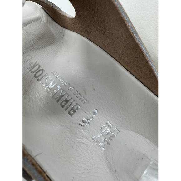 Birkenstock Arizona Big Buckle White Leather Sandals Silver Hardware Womens 37 - Picture 7 of 10